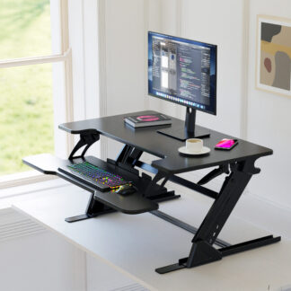 Standing Desk Converter, 36 x 24 Inches Height Adjustable Sit and Stand Riser with Keyboard Tray for Office, Black