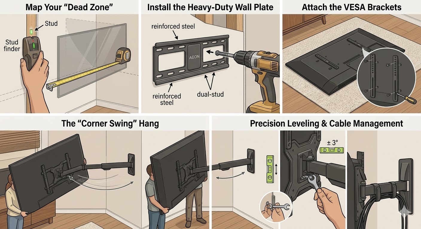 how to corner tv mount step 1